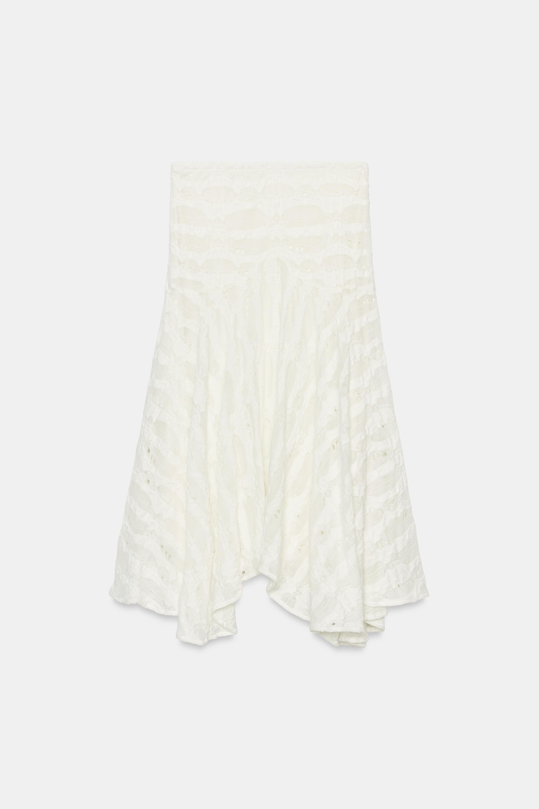 ASYMMETRIC RIPPED MIDI SKIRT